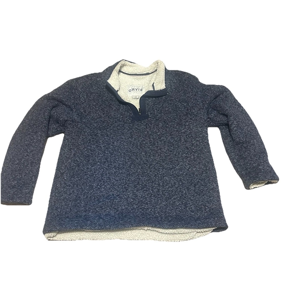 Orvis Pullover Mens XL Sherpa Lined Sweater 1/4 Zip Fleece Warm Classic